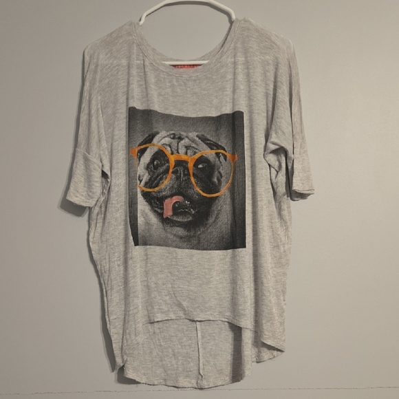 Sugar High Funny T-Shirt with Pug Print and Orange Glasses, Size XL - Picture 1 of 5